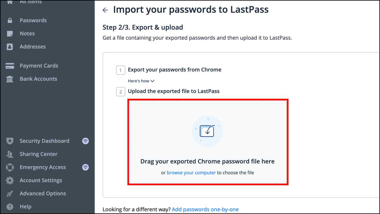 Import Google Passwords to LastPass