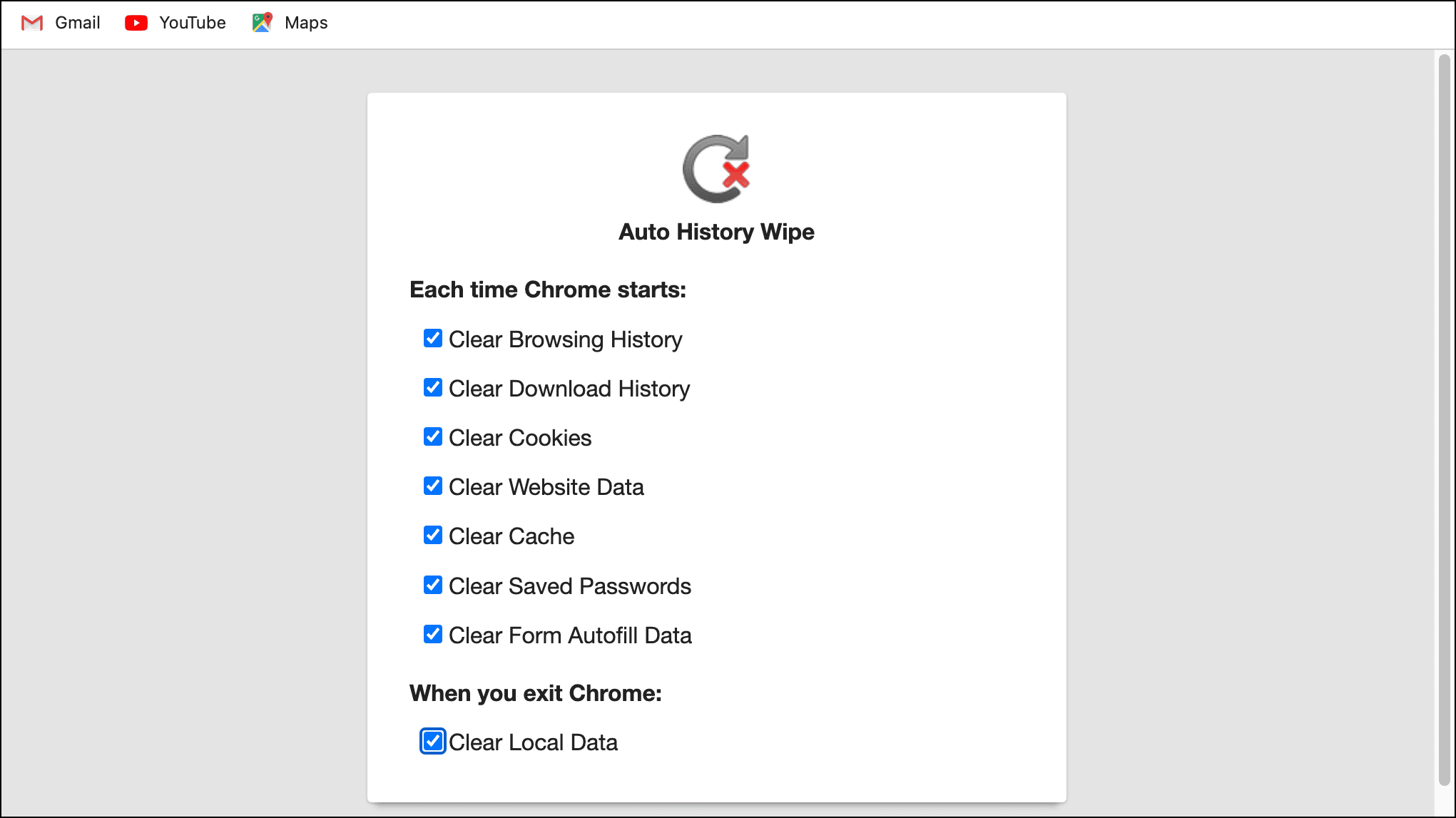 Auto History Wipe Chrome Extension