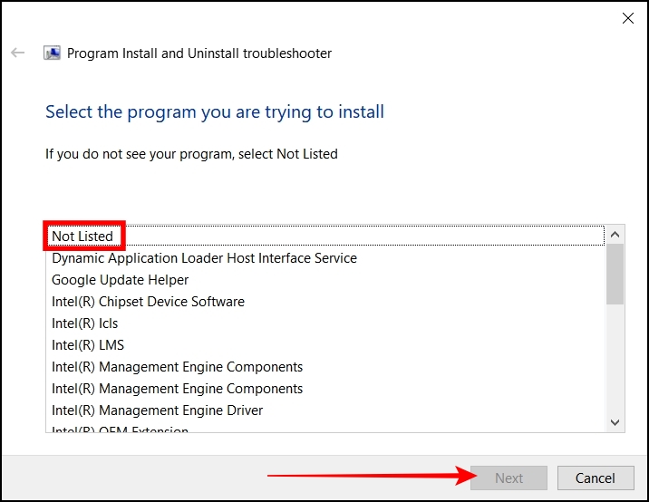 Use Program Install and Uninstall Troubleshooter