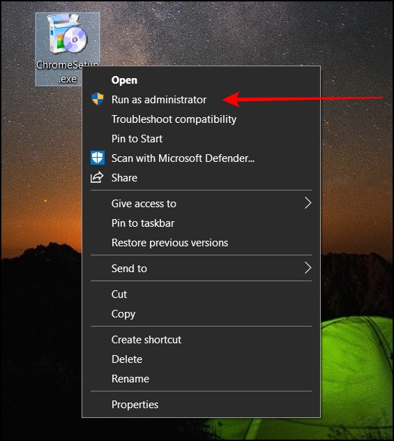 Install Chrome as an Administrator to Fix Google Chrome Not Installing on Windows 11/10