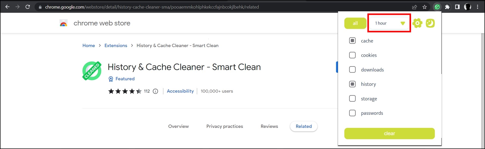 History & Cache Cleaner - Smart Clean Extension