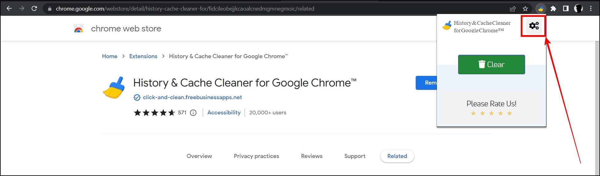 History & Cache Cleaner for Google Chrome Extension
