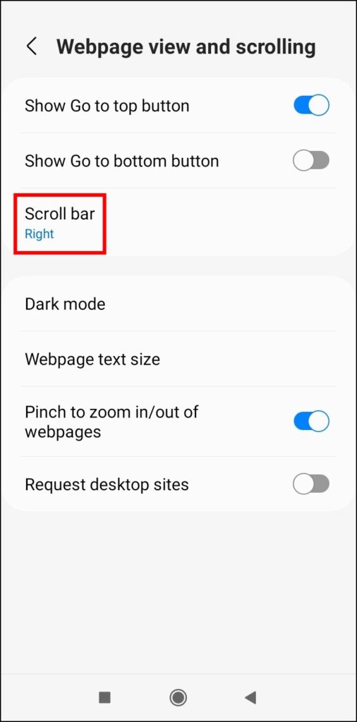 Change Scrollbar Position (Top 22 Samsung Internet Tips and Tricks on Android)