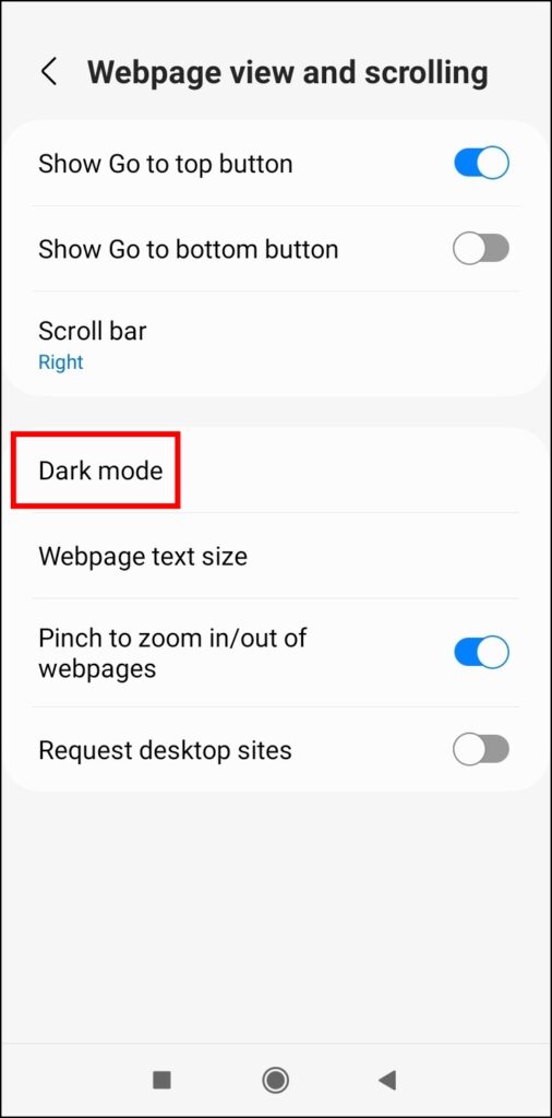 Enable Dark Mode (Top 22 Samsung Internet Tips and Tricks on Android)