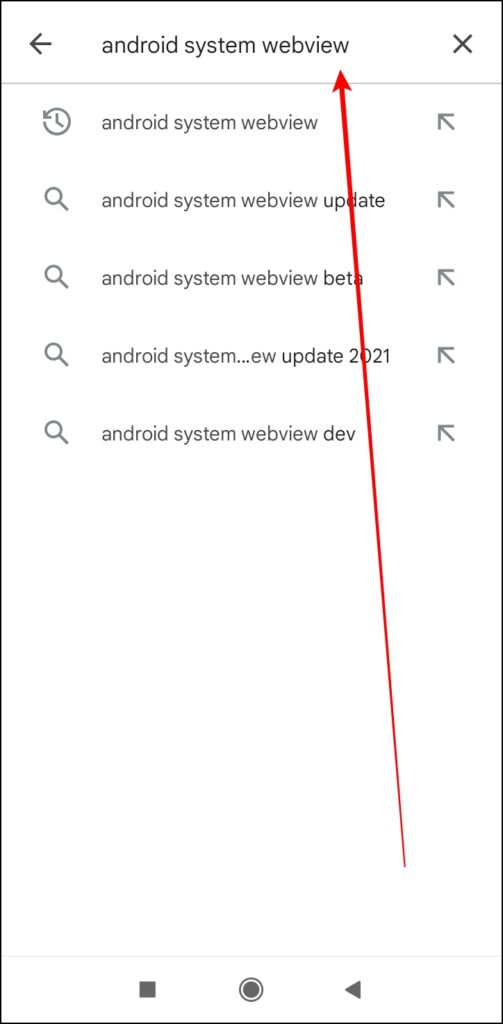 Reinstall Android System Webview Updates