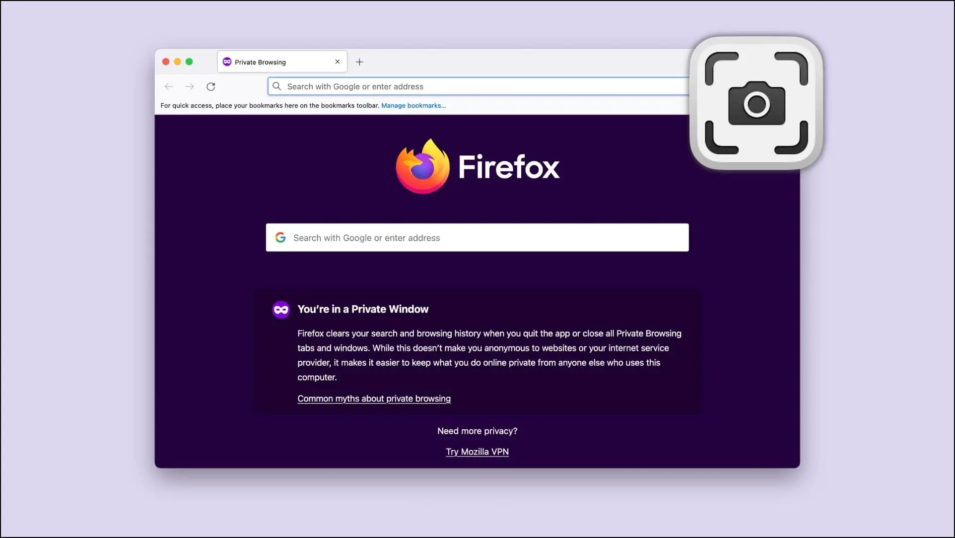 Screenshot in Firefox Private Window