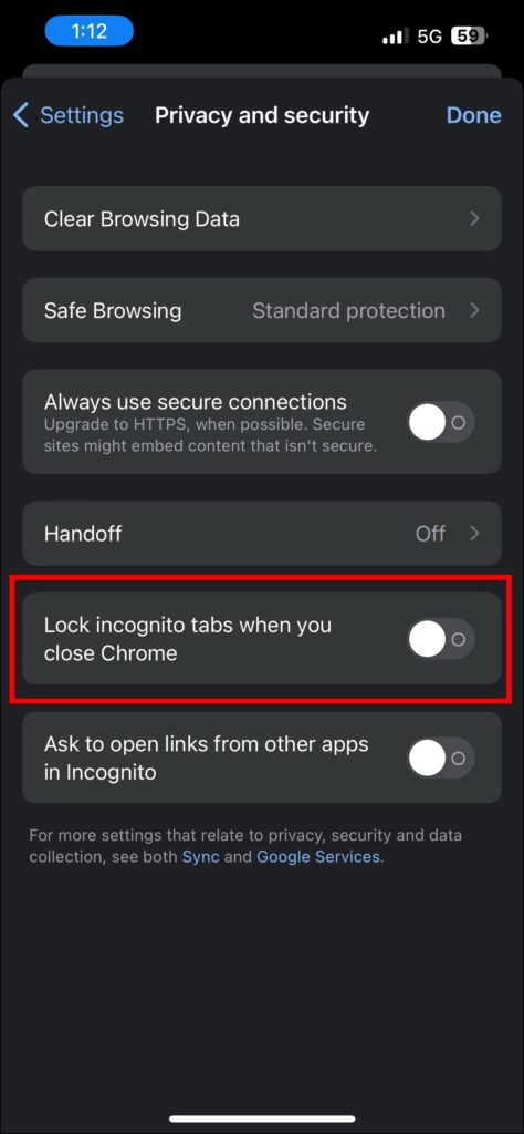 Enable "Device Authentication for Incognito" Flag