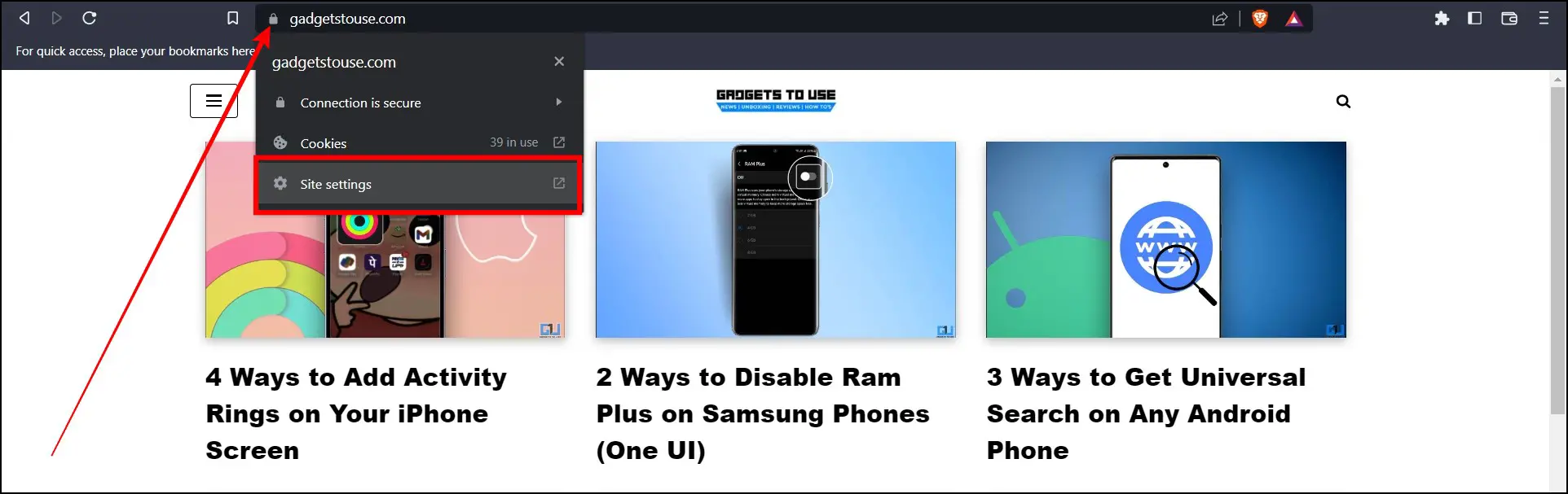 Disable Camera & Mic For a Particular Website On Brave