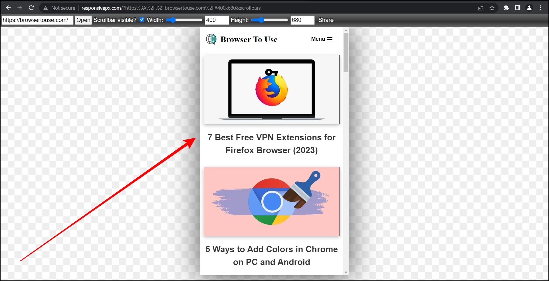 Using an online emulator to View Mobile Version of Website on Chrome Computer