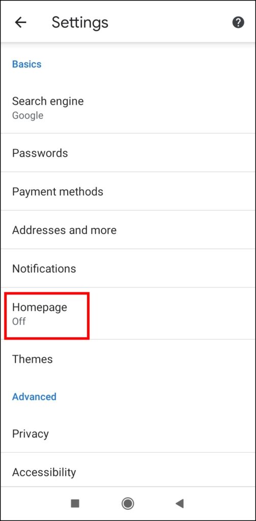 Change and Set a URL for HomePage