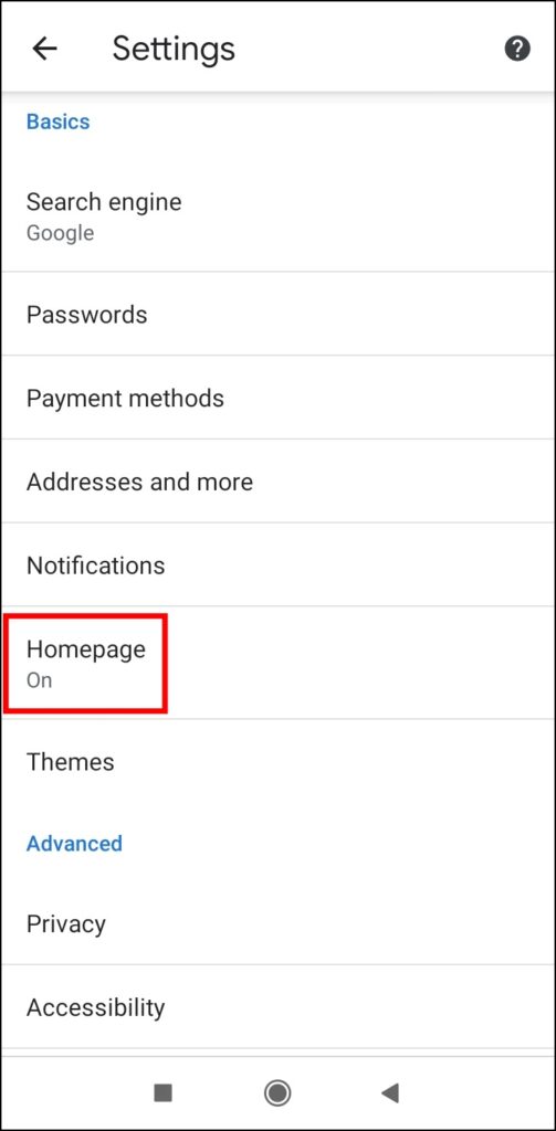 Revert Back the HomePage to the Default Settings