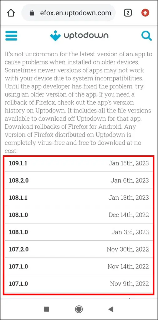 Downgrade and Install Older Versions of Mozilla Firefox (Mobile) On Android