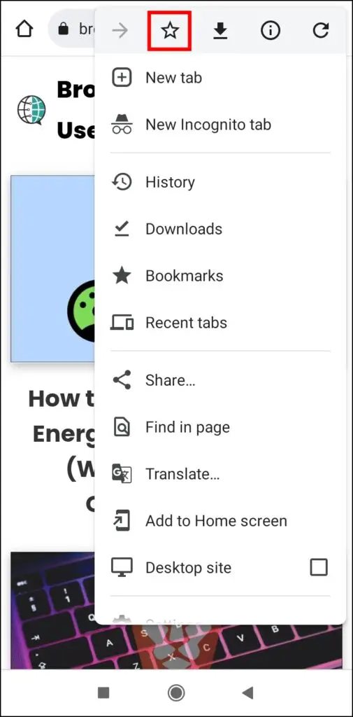 Add a Bookmark on Browser
