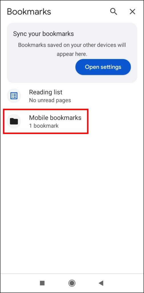 Access Bookmarks on the Browser