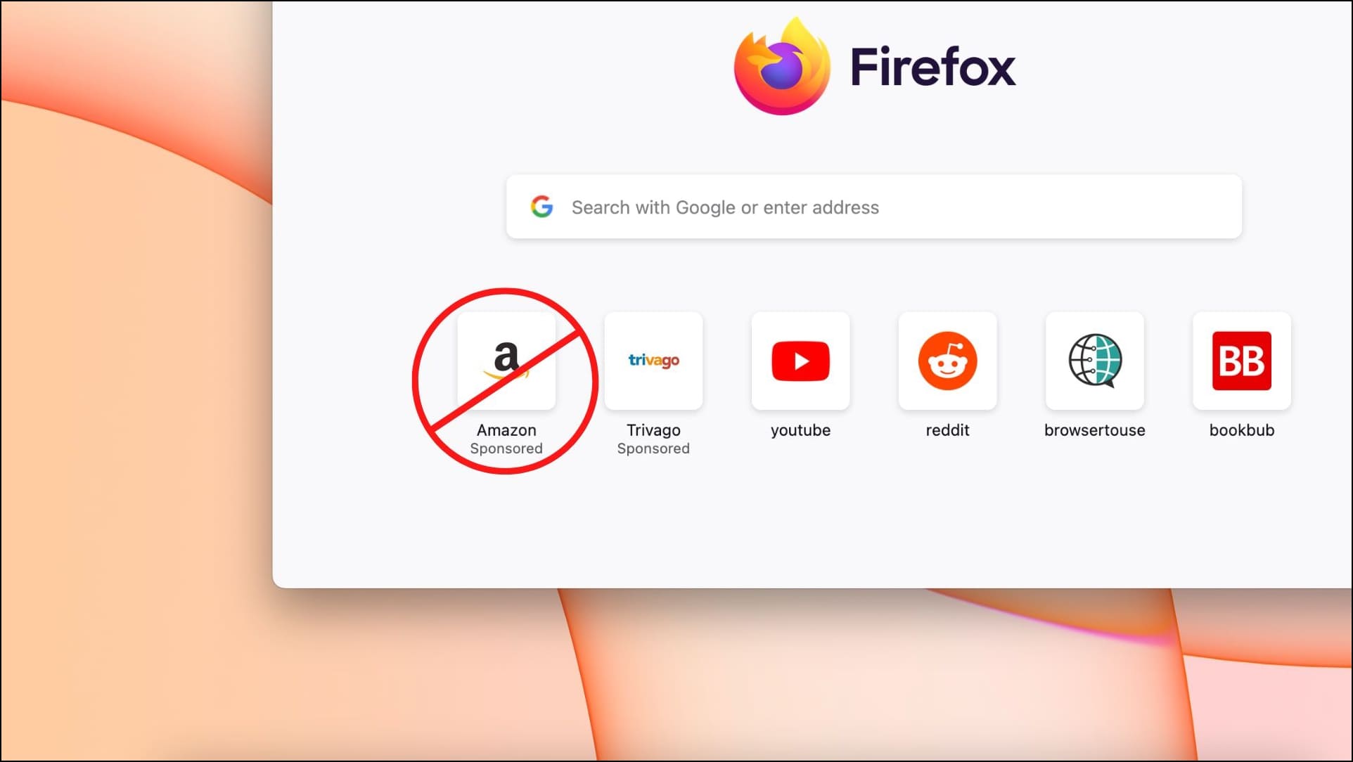 Disable Sponsored Shortcuts Suggestions in Firefox Address Bar