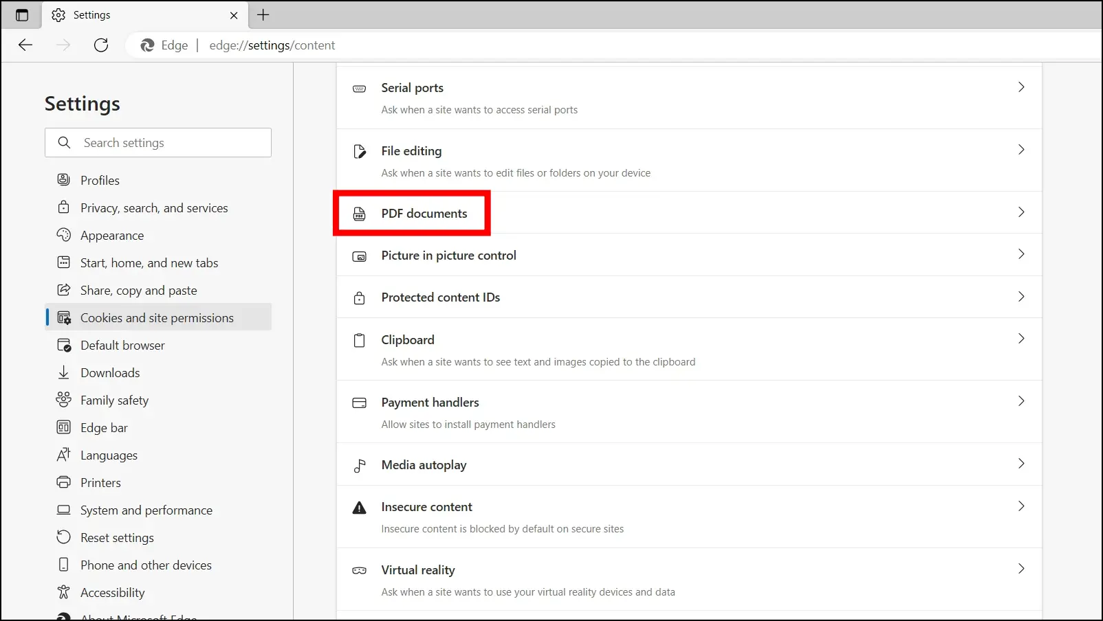 Disable PDF Reader in Microsoft Edge From Browser Settings