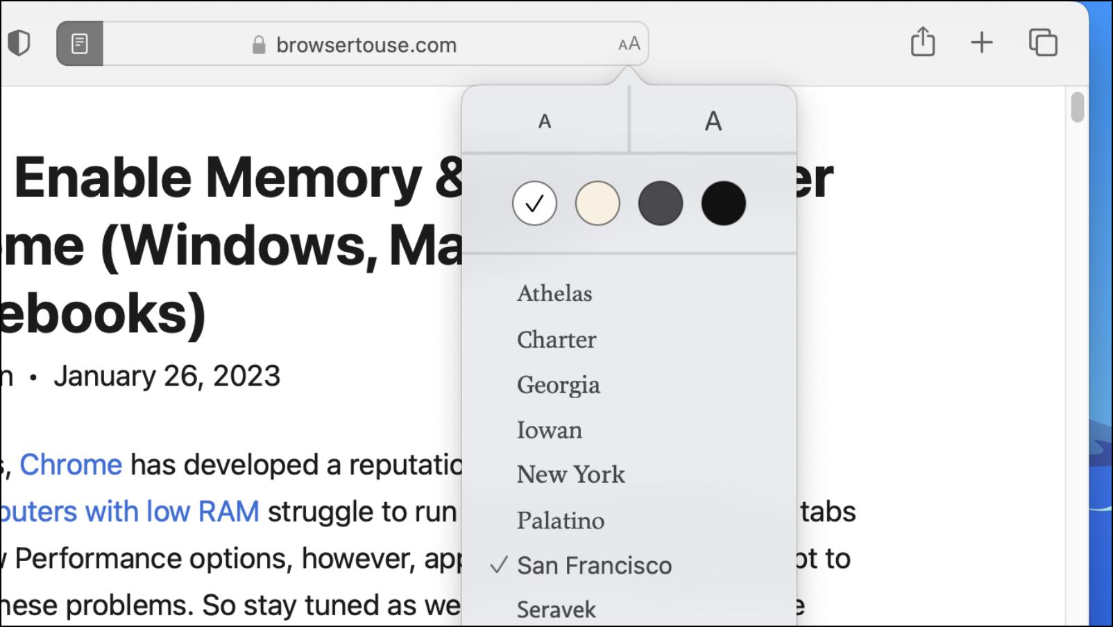 Use Reader Mode for Dark Mode Safari