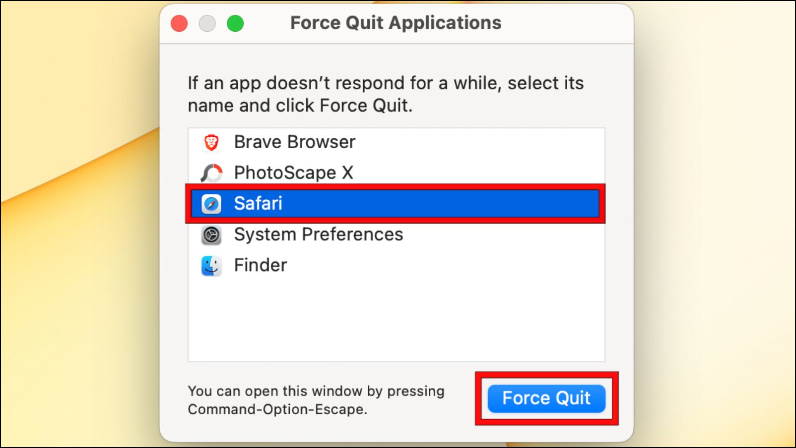 Force Quit Safari to Fix Dark Mode