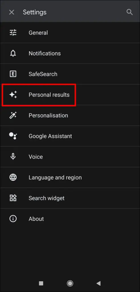 Disable Personal Search Suggestions in Google App