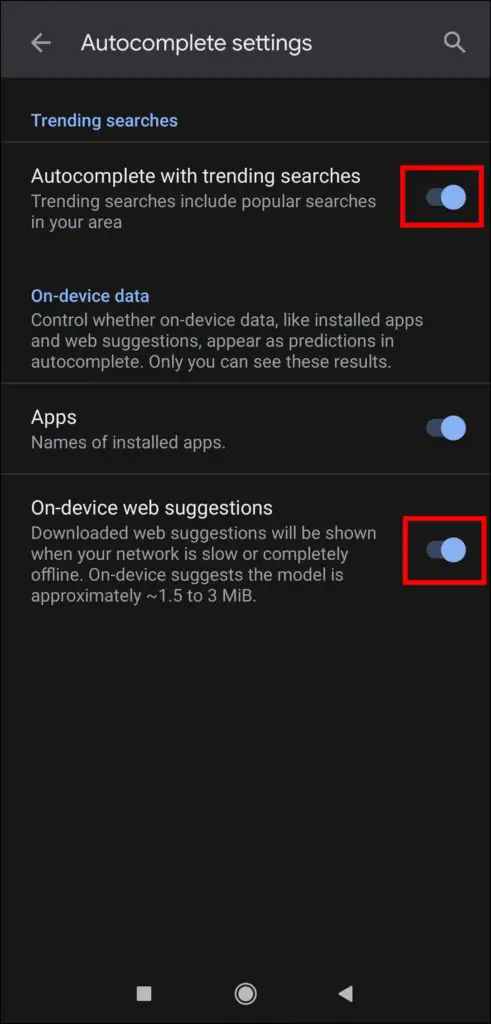 Disable Trending Search Suggestions in Google App