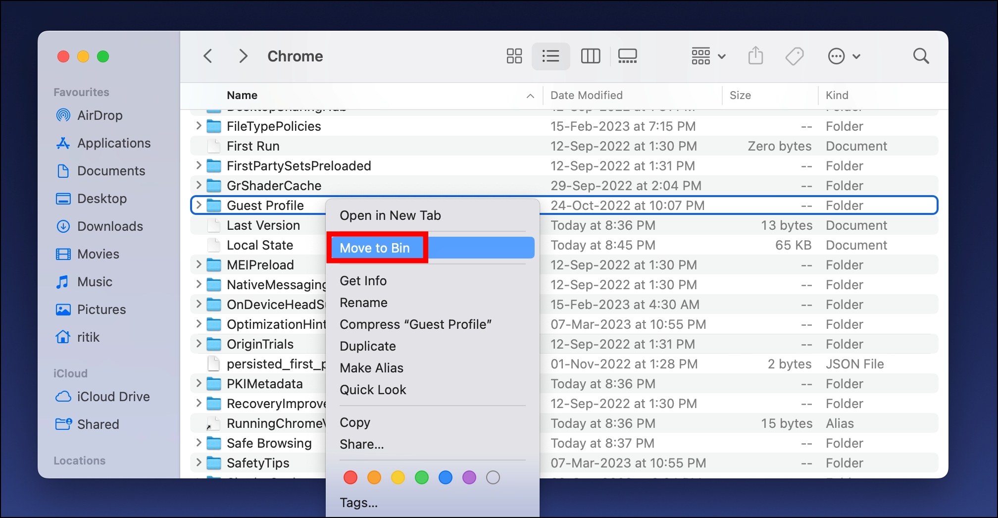On Mac to Clear, Delete User Data in Google Chrome on Windows and Mac