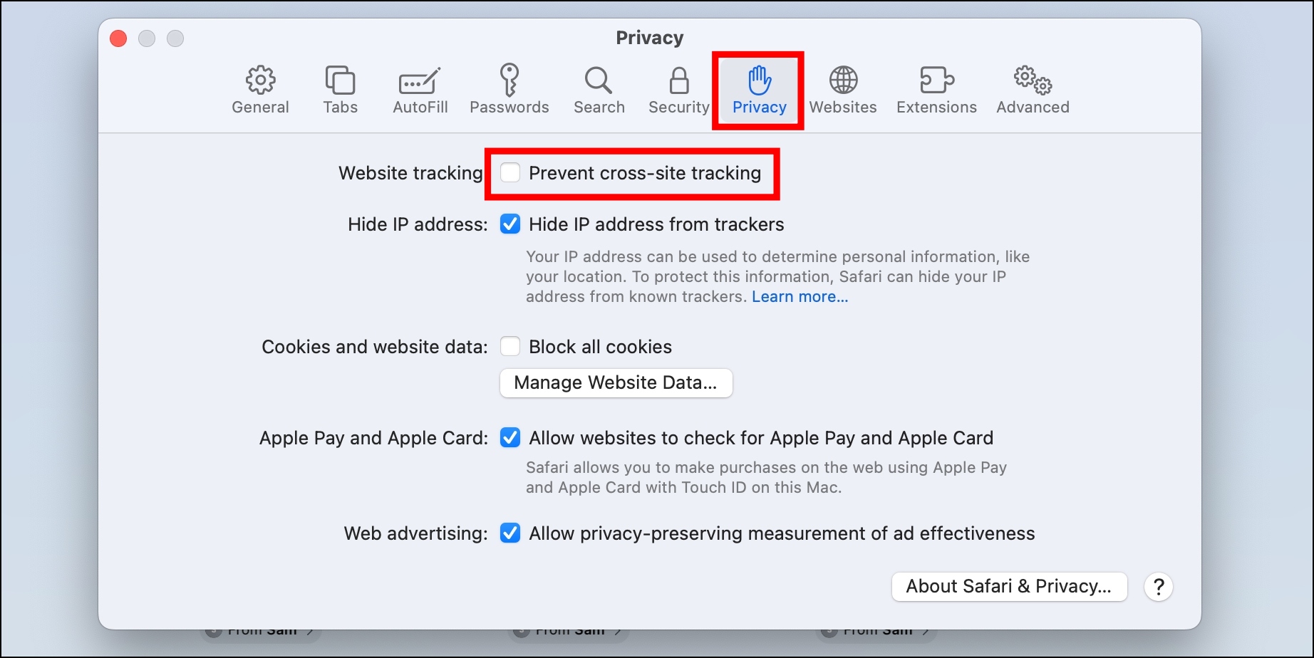 How to Prevent Cross-Site Tracking in Safari on Mac?