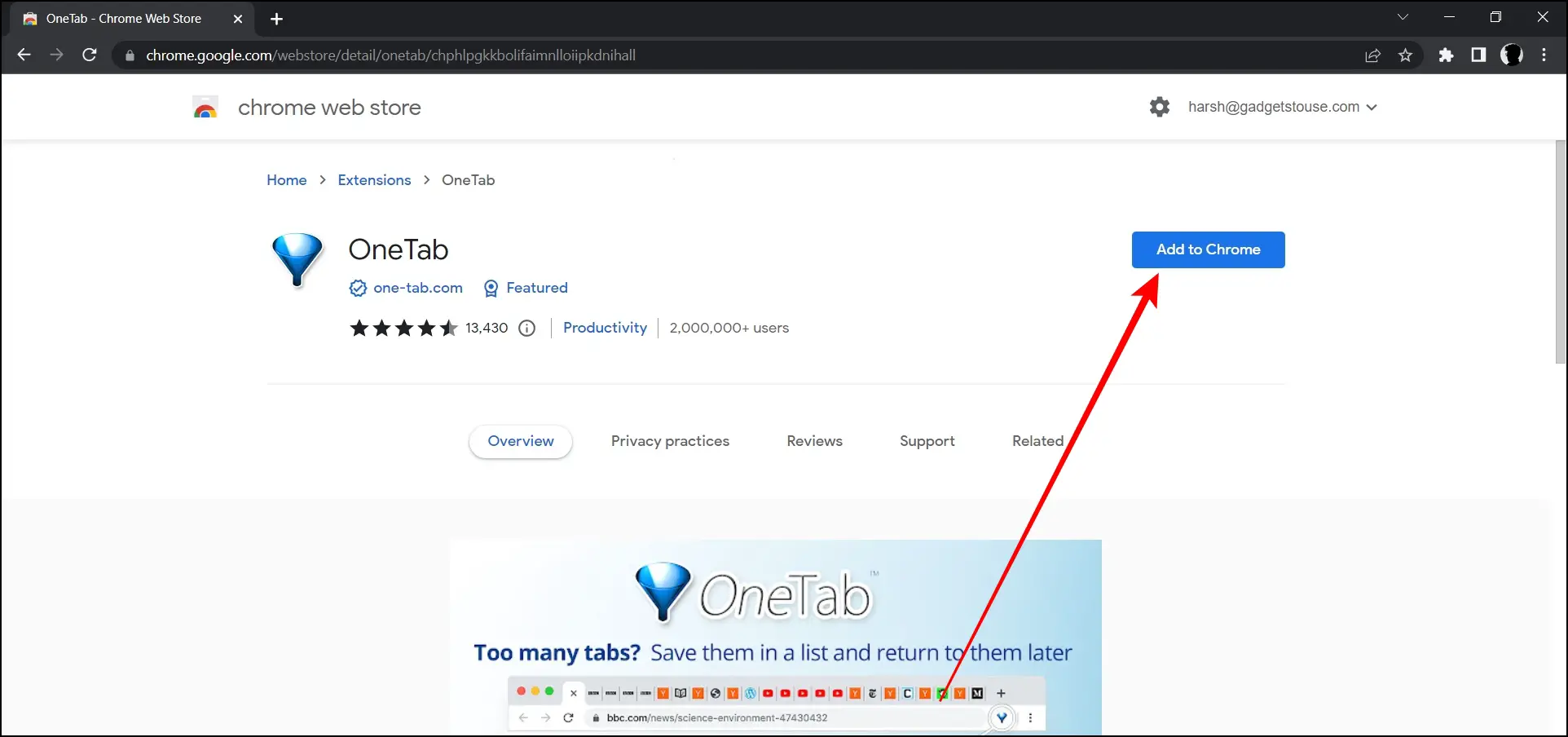 OneTab Extension To Deal With Too Many Tabs Opened in Chrome