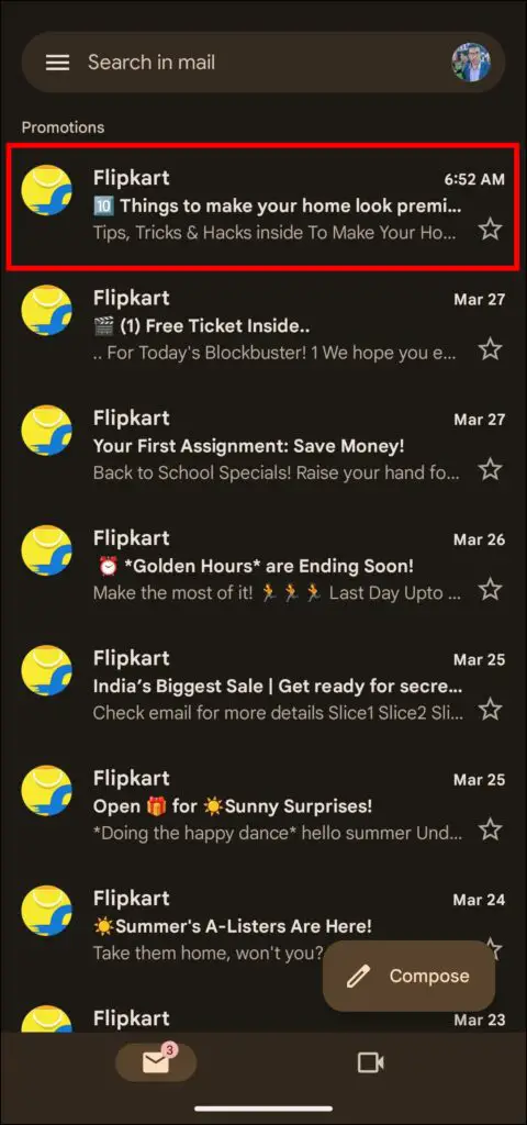 Unsubscribe in Email to Stop Promotional Spam Emails from Flipkart