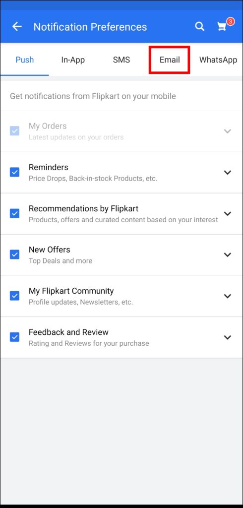 Disable from Flipkart App