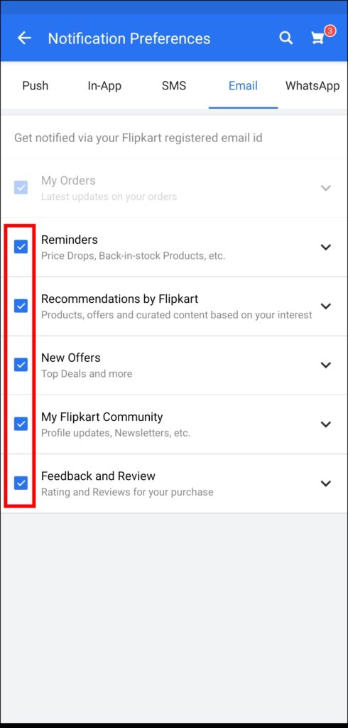 Disable from Flipkart App