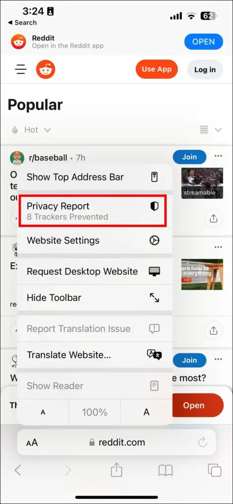 View Trackers On Any Website Using Privacy Report on iPhone