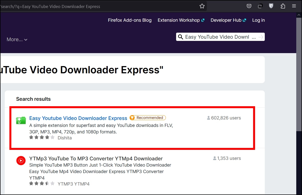 Using Easy Youtube Video Downloader Express Add-on to Download Online Videos on Firefox Browser