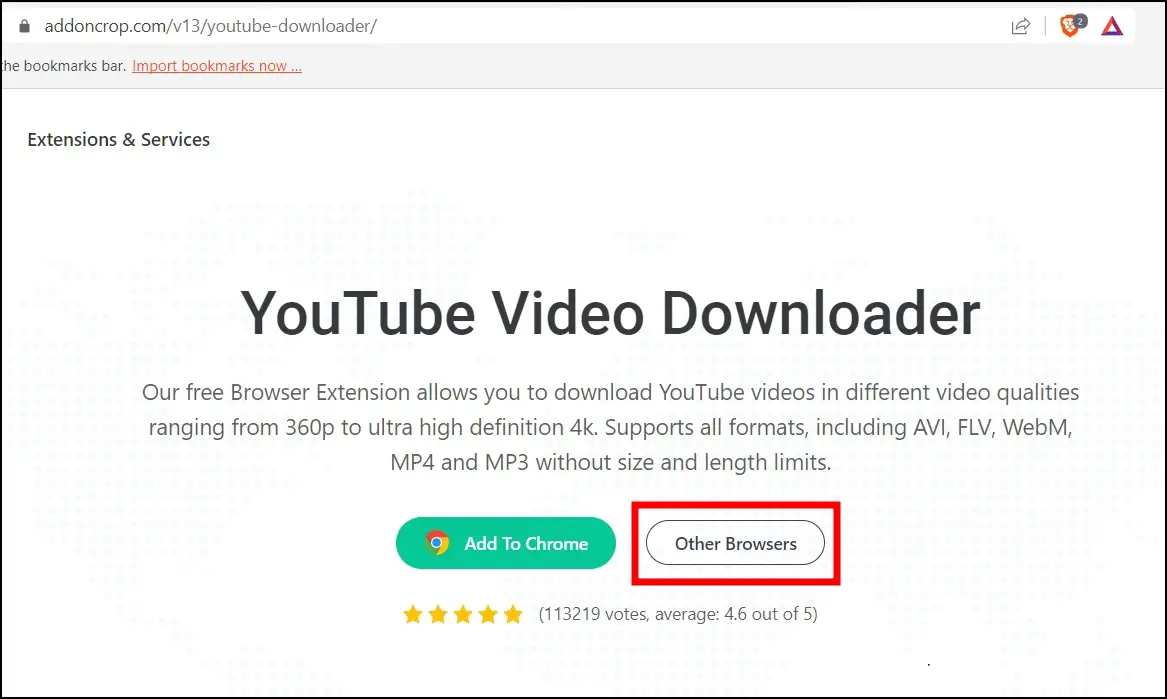 Download Videos on Brave Browser Using Addoncrop's YouTube Video Downloader Extension