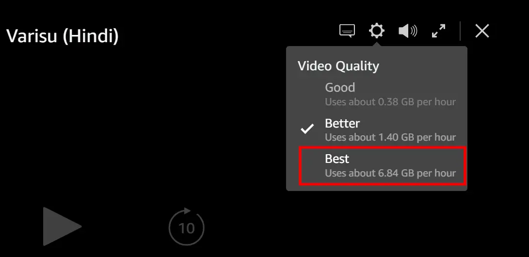 Change Video Quality to Best to Fix Prime Video Not Playing HD 