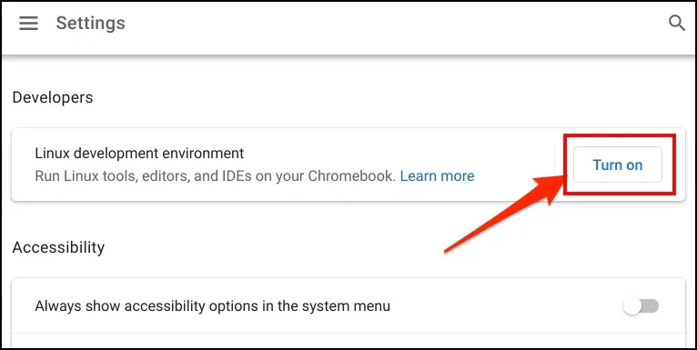 Activate Linux on your Chromebook
