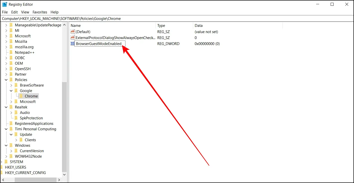 Using Registry Editor (Windows)