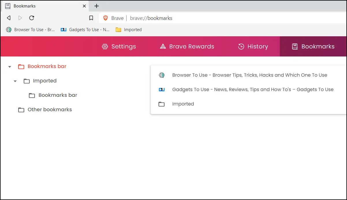 Import Bookmarks to Brave Using HTML File