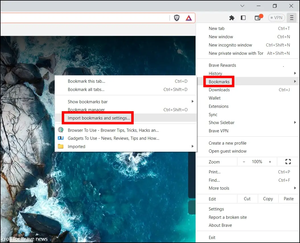 Import Bookmarks from Chrome or Other browsers