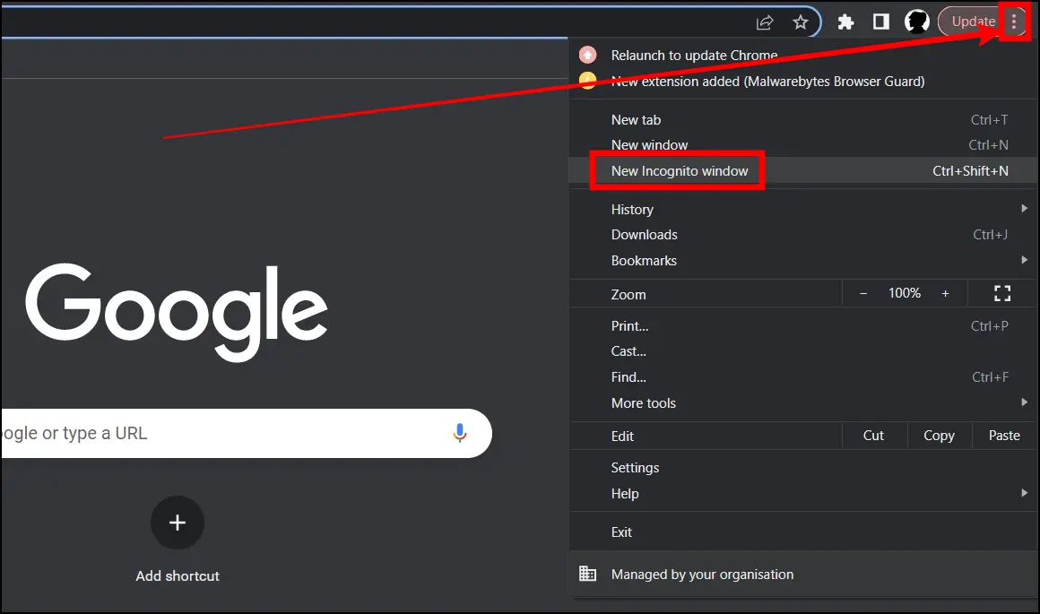Try Incognito Window to Fix ERR_TOO_MANY_REDIRECTS in Google Chrome
