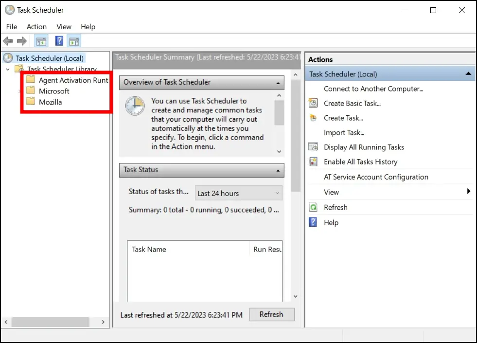 Check the Automated Tasks in Task Scheduler (Windows)