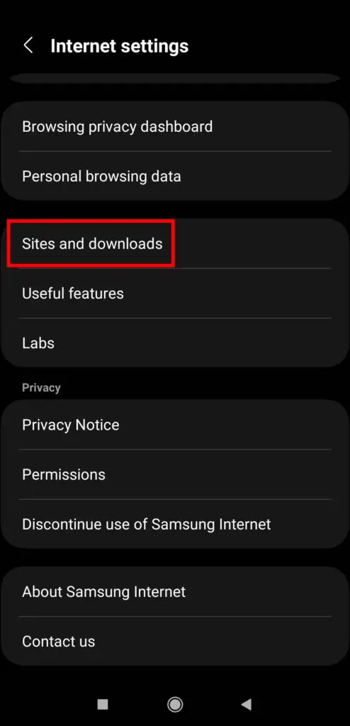 Allow Javascript to Fix Samsung Internet Not Loading Pages on Android