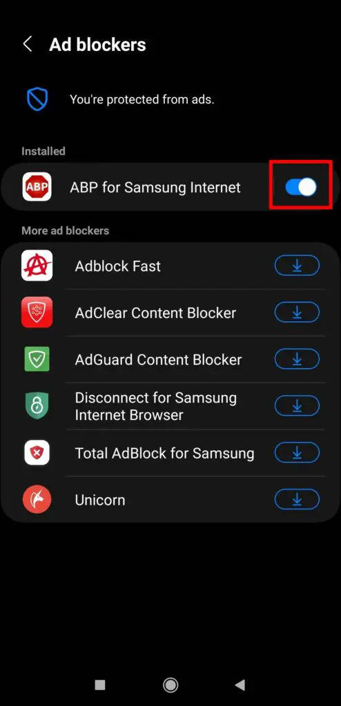 Disable Ad Blocker to Fix Samsung Internet Not Loading Pages on Android