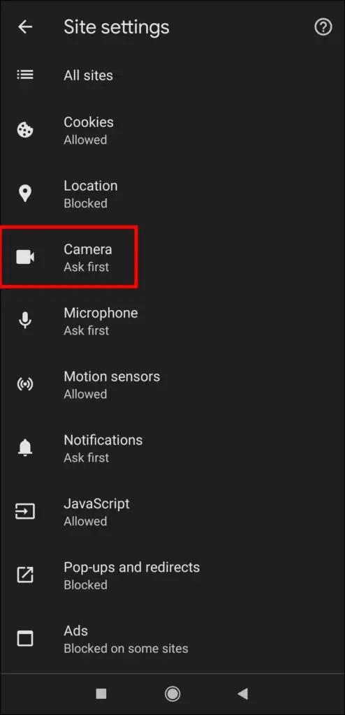 Block Camera Access From Chrome Settings