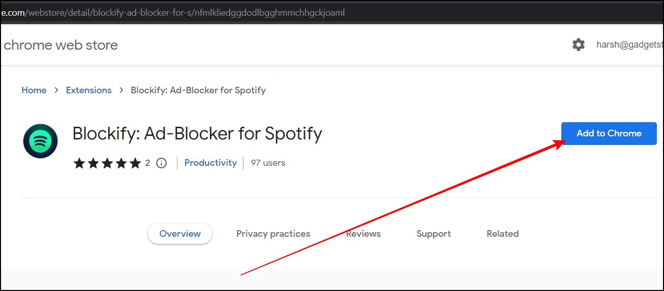 Install Ad Silence Extension to Block Ads in Spotify Web on Your Browser