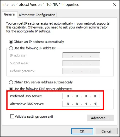 Change DNS Settings to Fix RESULT_CODE_HUNG Error in Microsoft Edge