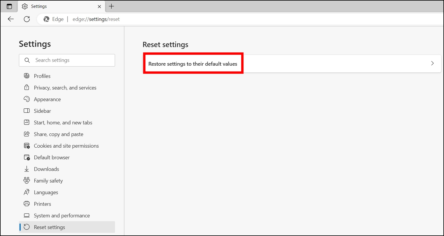 Reset Browser Settings