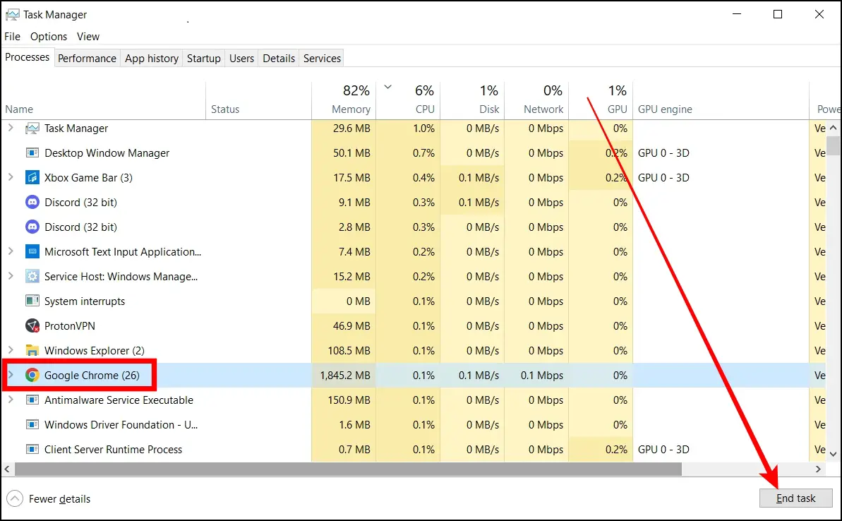 Close Chrome from the Task Manager