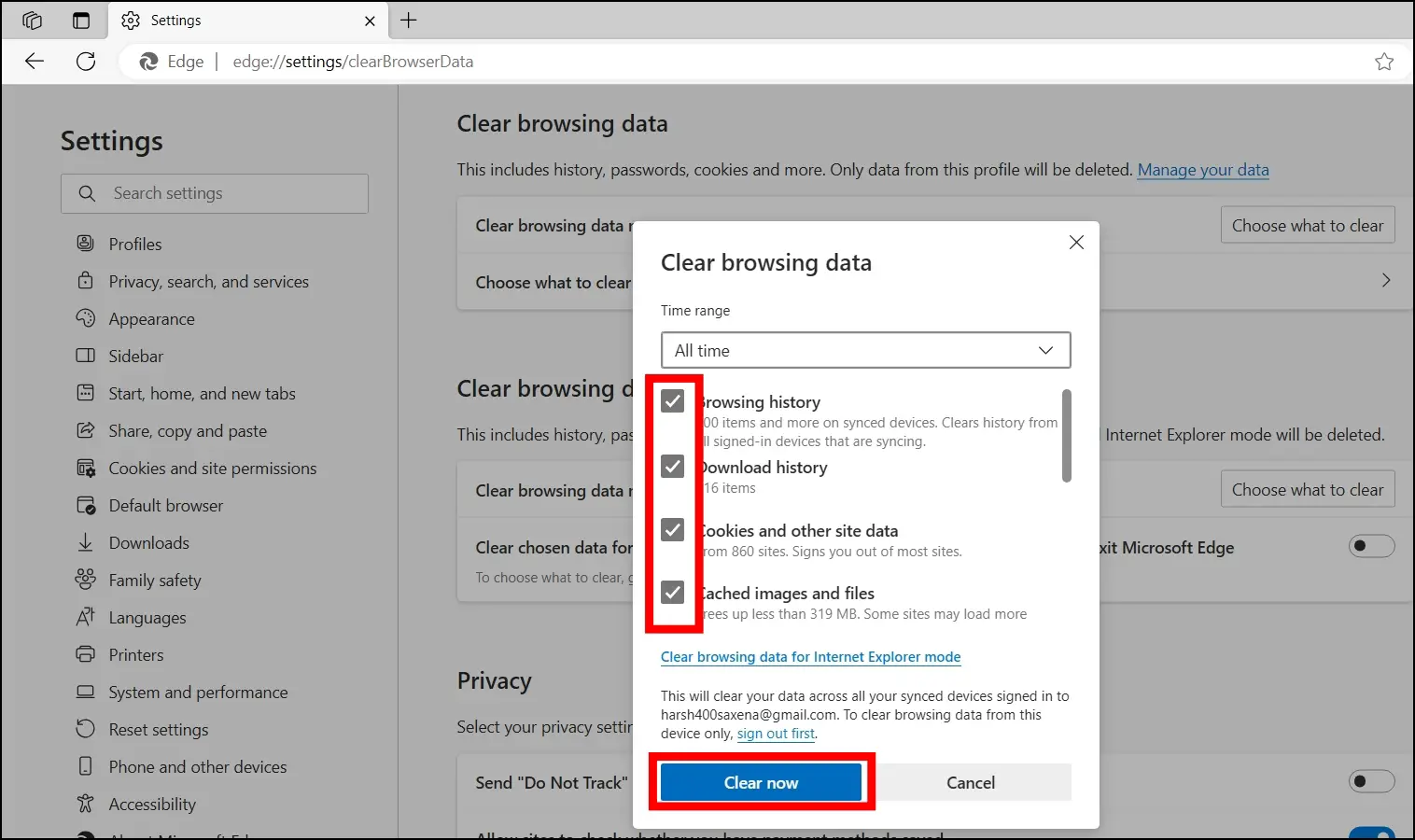 Clear Browsing Data to remove and delete all user data in Microsoft Edge