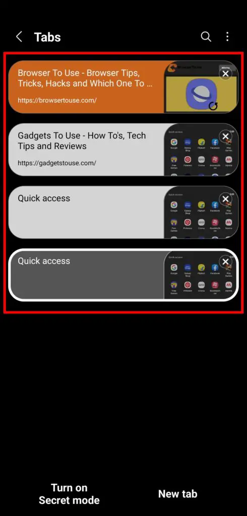 Access The Tabs to Sync Samsung Internet Tabs on Other Phones