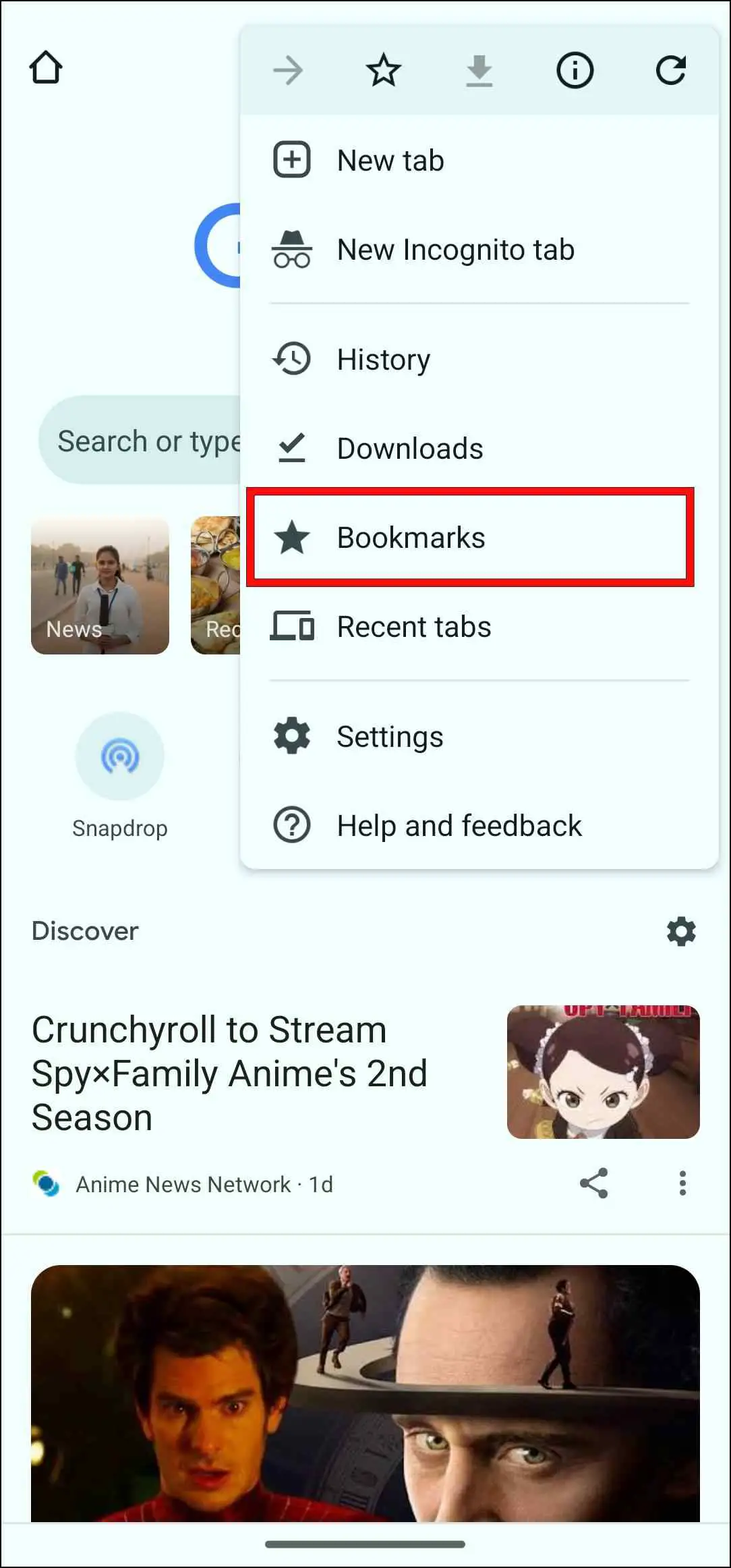 Open Bookmarks in Google Chrome